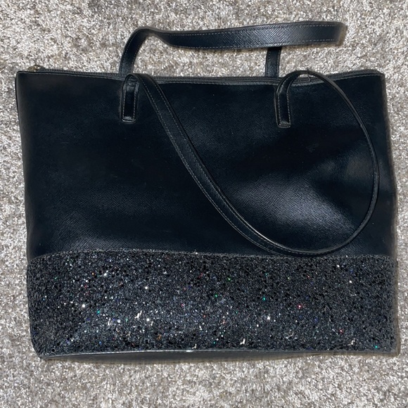 Kate Spade Black Greta Court Glitter Shoulder Tote Bag - Picture 7 of 10